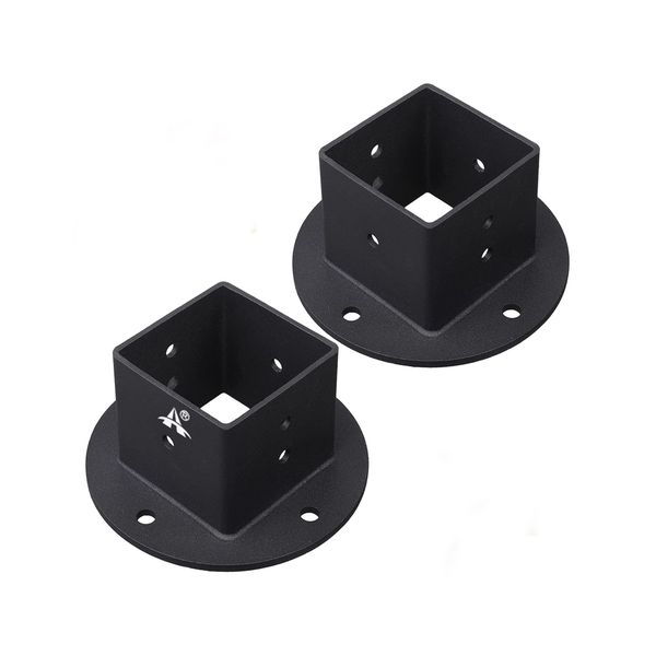 ALANES 2 Square Floor Flange Post Base Brackets Kit Wall Mount Deck Railing