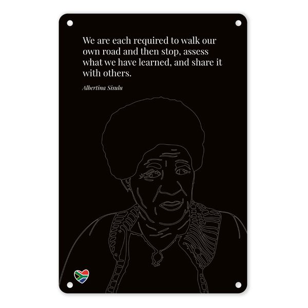 A4 Metal/Tin Poster of "Wisdom &amp; Growth" - Albertina Sisulu Quote