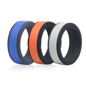 Enduring Mid Colour Silicone Wedding Ring - Set of 3