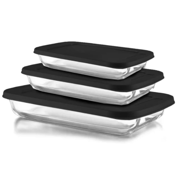 3 Piece Rectangular Casserole Set Black