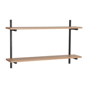 Atlas 2 Tier Floating Wall Shelf, Melamine, Powder Coated Steel