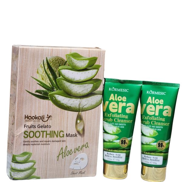 Haokali Fruits Gelato Soothing Mask And Kormesic Aloe Vera Scrub Cleanser