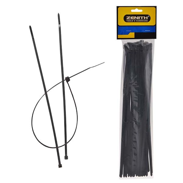 Cable Ties - BPA-Free Plastic - Black - 4.8cm x 300mm - 50 Pack - 10 Pack