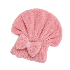 Hair Wrap Bowknot Turban Towels Cap - Pink