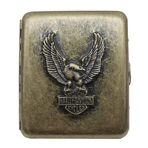 Vintage Bronze Embossed Eagle Cigarette Case - 20 Sticks Capacity