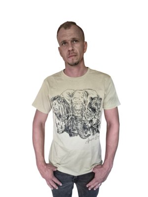 Kool Africa - `Big` 5 Africa Animals - Beidge/Brown T-Shirt