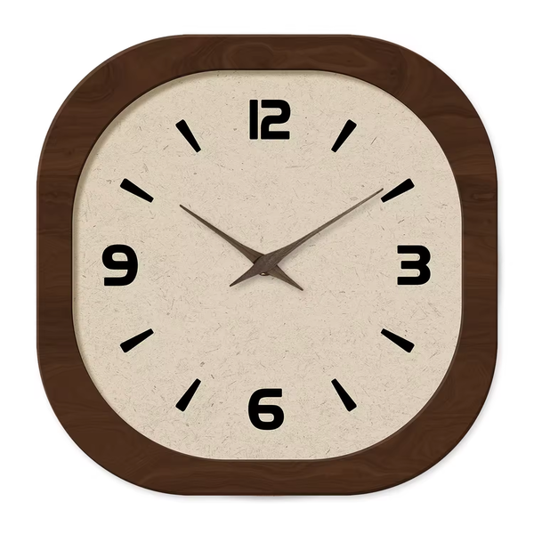 Retro Wall Clock - Square Simple Wooden Silent Watch Home Decoration