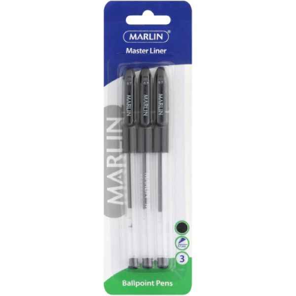 Marlin Master Liner Ball Point Pens Black 3 Pens x 10