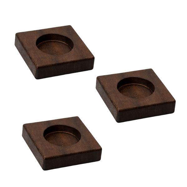 3 Pack - Solid Wood Square Candle Holder