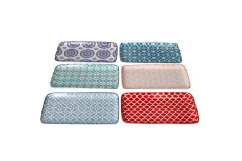 Mixed Colour Porcelain Serving Plates Set - 17.78cm - 6-Piece