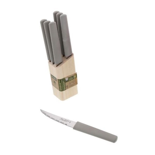 Jean Dubost Eco Natura- Six Steak Knives Green Bio Plastic in Block