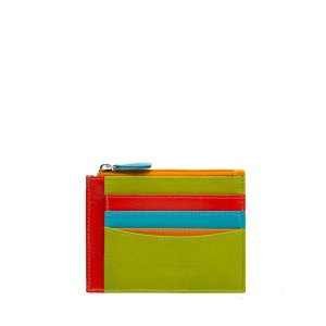 Pergalo Multi Color Leather Card Holder | Green Multi