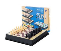 5-in-1 Magnetic Multipurpose Chess Set- Play 5 Games on One Board