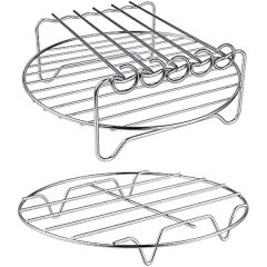 Air Fryer Rack XL Set of 2 -| Stainless Steel Double Layer with Skewer