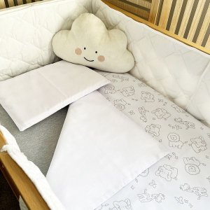 Cabbage Creek Cot Duvet Cover Set - Grey Animals on White