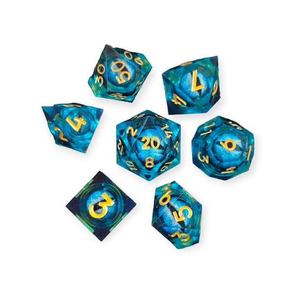 7 Pieces Dragon Eye Polyhedral Role Playing Dice Set Blue
