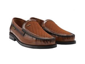 Dakotas Men Tan Round Toe Slip-On Loafer With Mesh Vamp