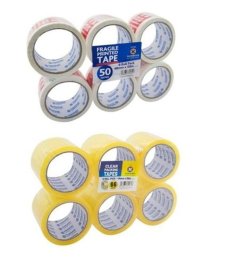 6 Rolls Fragile Tape &amp; 6 Rolls Packaging Tape