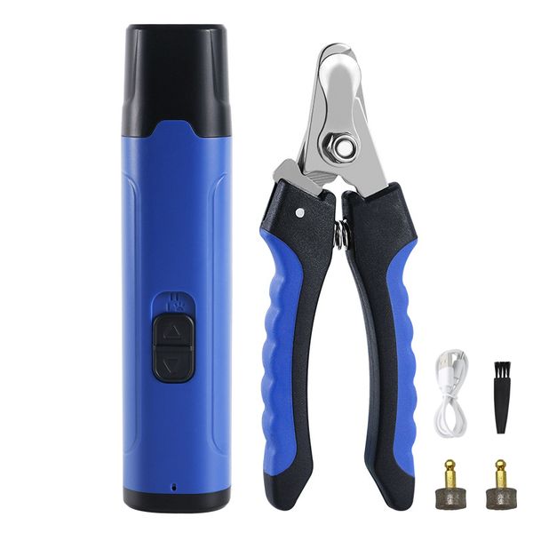 2PCS Pet Nail Grinder Electric &amp; Clipper for Dog &amp; Cat Rechargeable Trimmer