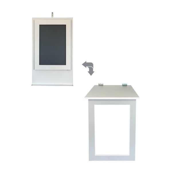 Fold Up Wall Mounted Desk &amp; Blackboard 100x60cm - White
