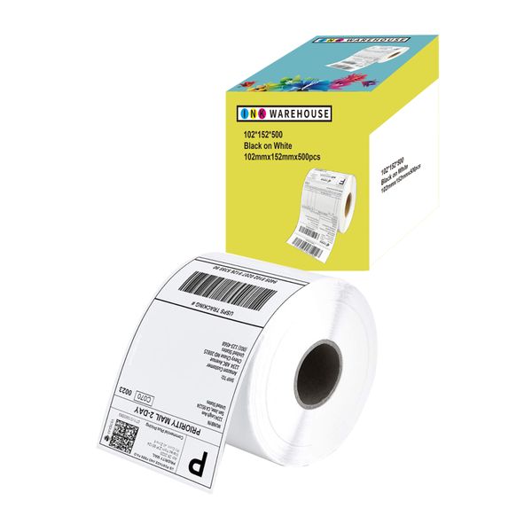 INKWAREHOUSE Thermal Shipping Labels 102 mm x 152 mm x 500pcs/Roll