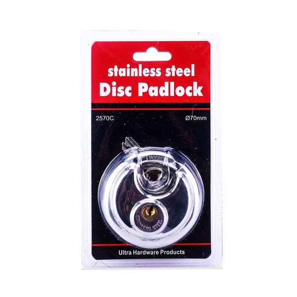 Disc Padlock - Stainless Steel - Silver - Medium - 70mm