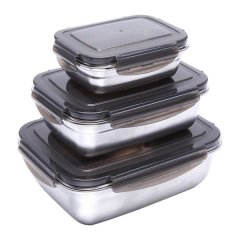 3 PIECES Lunch Box Case 304 Stainless Steel Bento Box Fresh Containers For