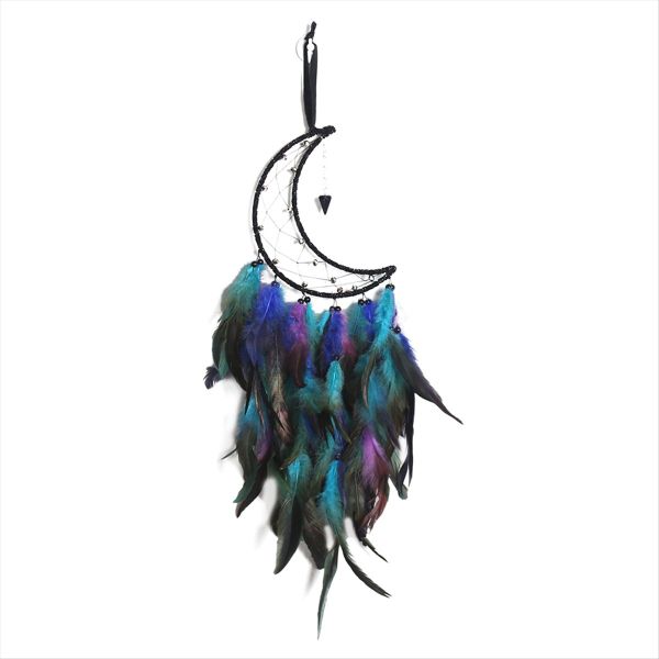 Moon Dreamcatcher Handmade Feather Dreamcatcher Boho Wall Hanging