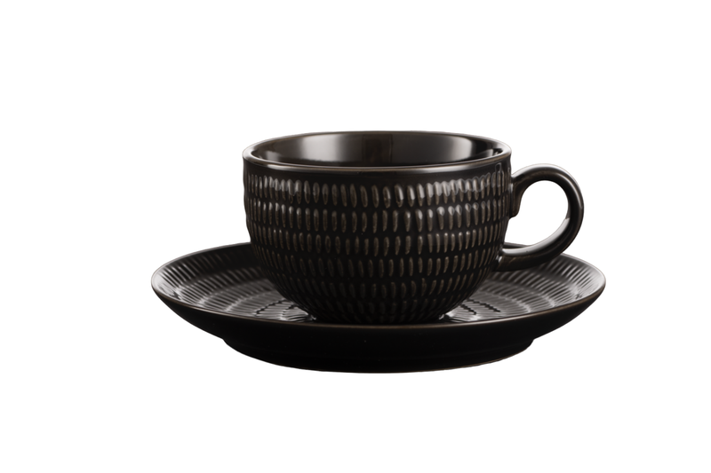 Yvonne Chaka Chaka - Rice Cup and Saucer Black Set of 4