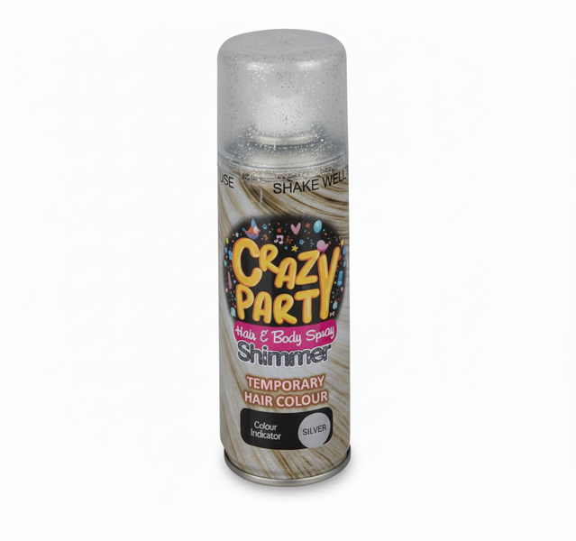 Crazy Party Silver Glitter Hair Spray - 85 g for Festive Looks