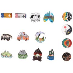 Outdoor Enamel Pin Backpack Aesthetic Enamel Pin Set 15Pack