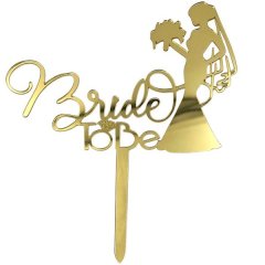 5 Piece - Elegant Bride To Be Wedding Cake Topper - Gold