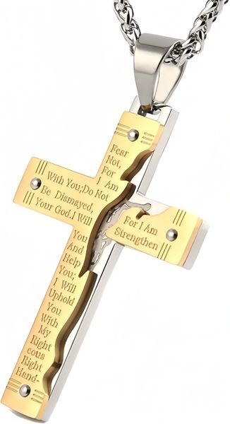 Men's Stainless Steel Jesus Christ Crucifix Cross Pendant Necklace