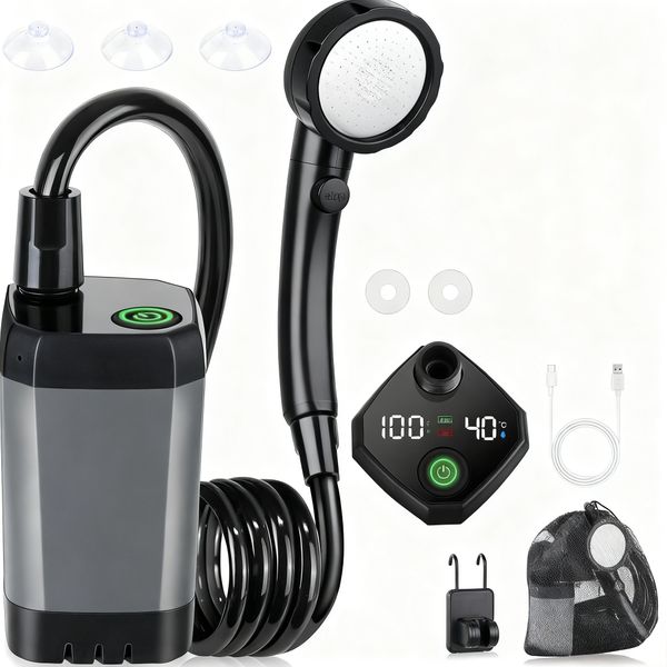 Portable Shower for Camping,Long-Lasting Spopal 6000mAh Rechargeable