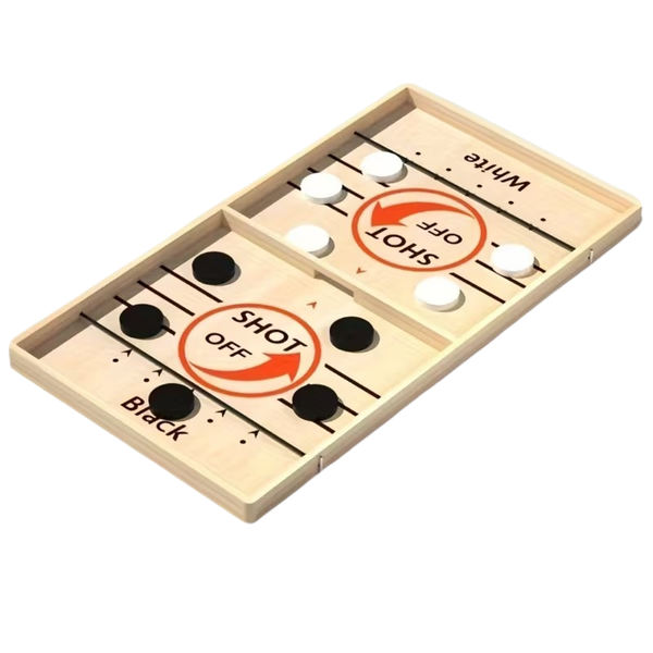 Bestby Wooden Slingshot Puck Game Tabletop Hockey Board Game - 23-Piece