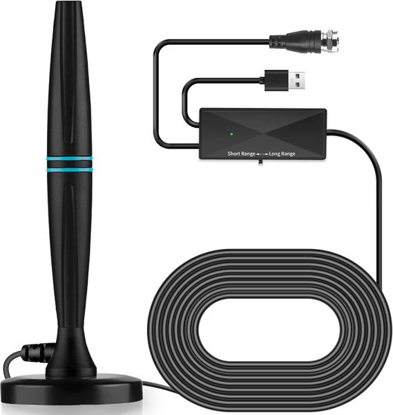 Indoor TV Antenna, 320-Mile Range, 4K/1080p with Signal Booster