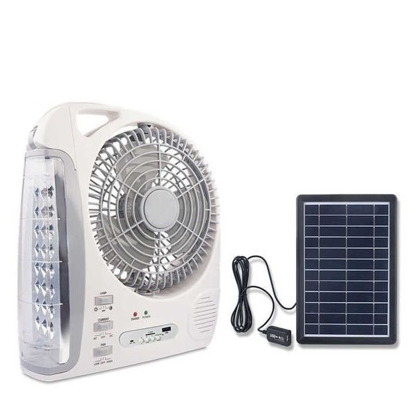 8 Inch Rechargeable Emergency Solar Fan With LED Lamp 6 in 1