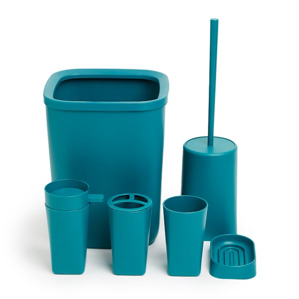 G&amp;M Stylish Teal 6-Piece PP Bathroom Accessory Set