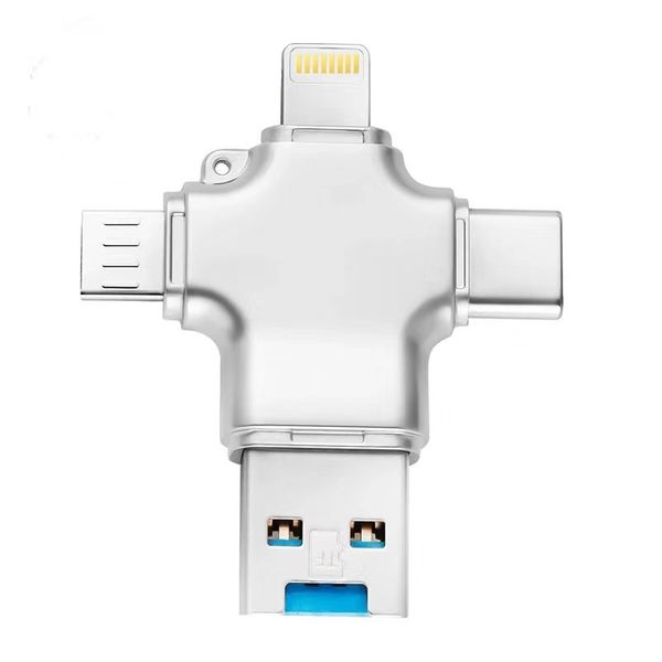 4-in-1 Card Reader OTG for ISO, Micro, Type-C mobile devices