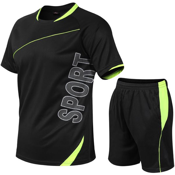 Men Sport Fitness Tracksuit Fast Dry Elastic Sport Shirt &amp; Short Set