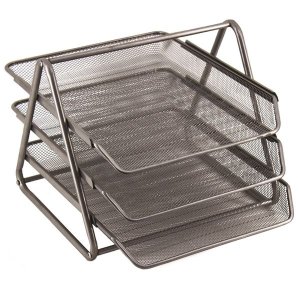 SDS M700S Wire Mesh Metal Desk Letter Tray Set - 3-Tier - Silver