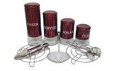 4 Piece Red Canister Set