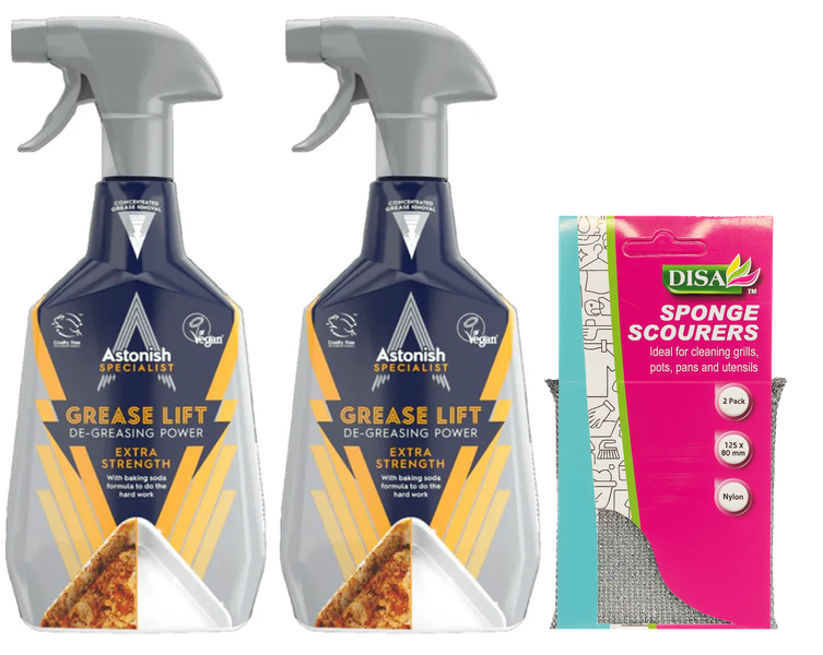 Grease Lifter (2 x 750ml) &amp; Kitchen Scourer (Set of 2) | Astonish
