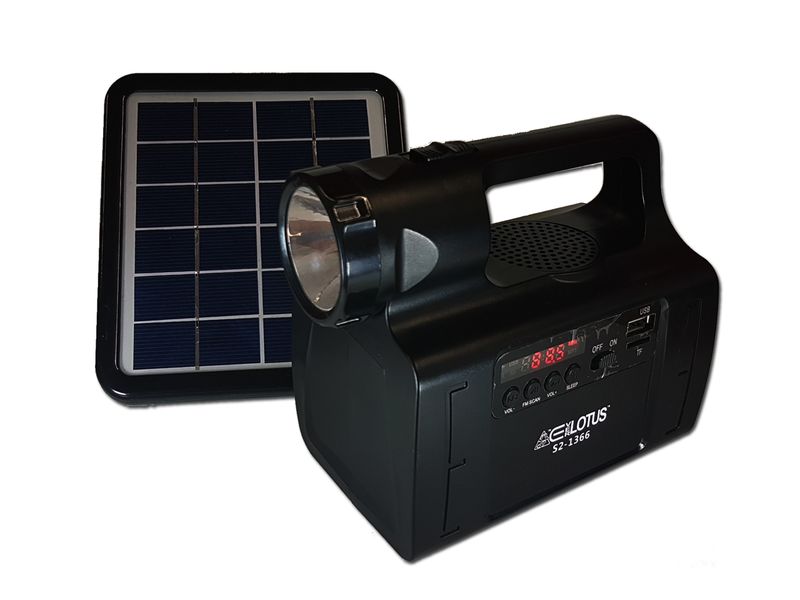 Everlotus 2W Solar Lighting with Bluetooth Speaker - Black