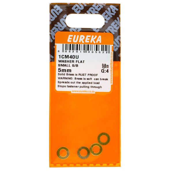 EUREKA Washer Flat Solid Brass 5mm Q:4 1CM40U