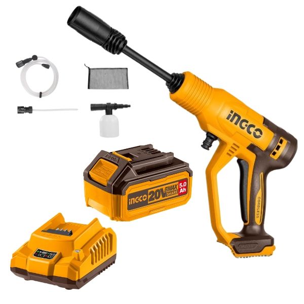 Ingco - Cordless Pressure Washer With 5.0Ah Battery and Charger