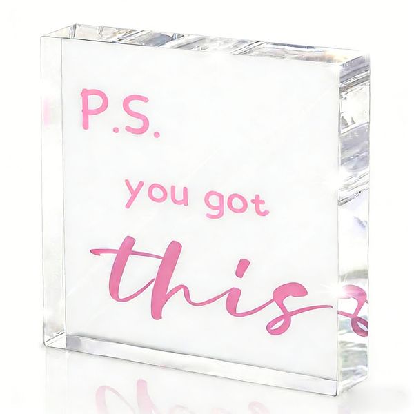 You Got This Bold Pink 4x4 Acrylic Sign, Women's Office &amp; Study Decor