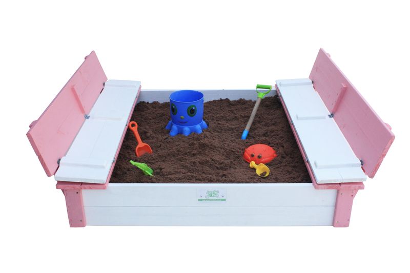 Just for Kids The Original 4 Seater Folding Bench Sandpit Girly Pink Finish - JFK0005