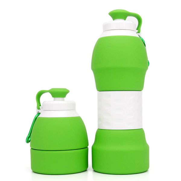 580ml Collapsible Silicone Water Bottle - Green