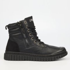 UBRT Men Black Almond Toe Rubber Sole Boots